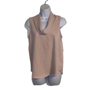 Zara Sleeveless Cowl Neck Top in Light Tan